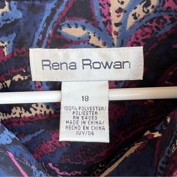 Rena Rowan Vintage Floral Sheer Button Down Shirt - Size 18 - 90s Office Casual - Picture 3 of 5